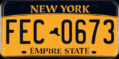 NY license plate FEC0673