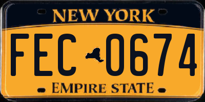 NY license plate FEC0674