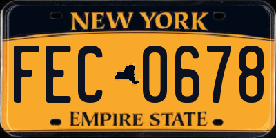NY license plate FEC0678