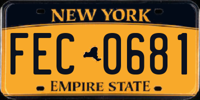 NY license plate FEC0681