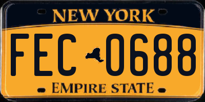 NY license plate FEC0688