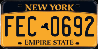 NY license plate FEC0692