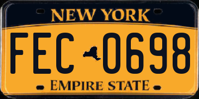 NY license plate FEC0698