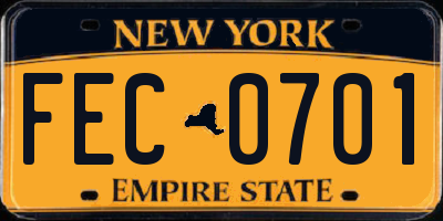 NY license plate FEC0701