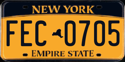 NY license plate FEC0705