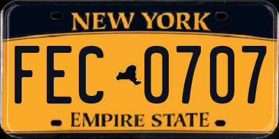 NY license plate FEC0707