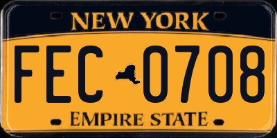 NY license plate FEC0708