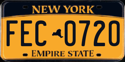 NY license plate FEC0720