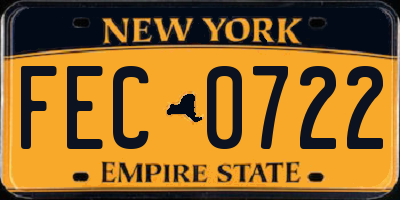 NY license plate FEC0722