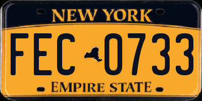 NY license plate FEC0733