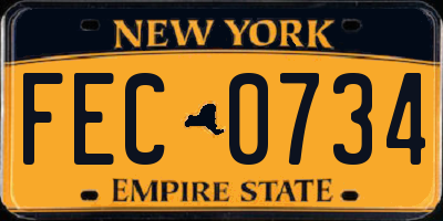 NY license plate FEC0734