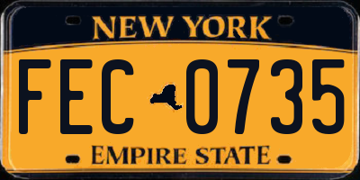 NY license plate FEC0735