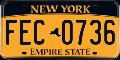 NY license plate FEC0736