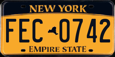 NY license plate FEC0742