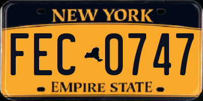 NY license plate FEC0747