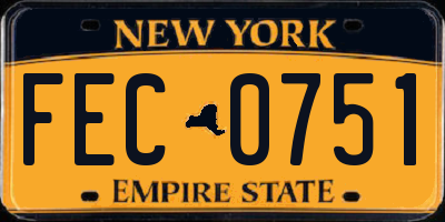 NY license plate FEC0751
