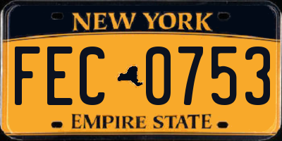 NY license plate FEC0753