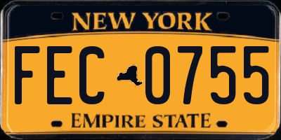 NY license plate FEC0755