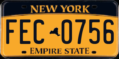 NY license plate FEC0756