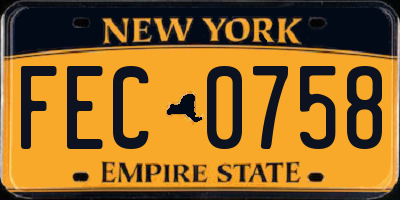 NY license plate FEC0758