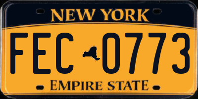 NY license plate FEC0773