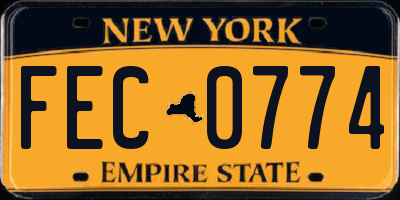 NY license plate FEC0774