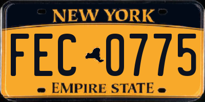 NY license plate FEC0775