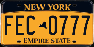 NY license plate FEC0777