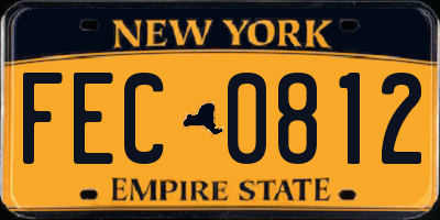 NY license plate FEC0812