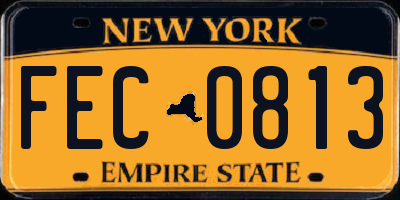NY license plate FEC0813