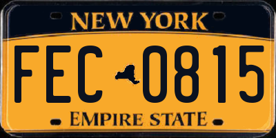 NY license plate FEC0815