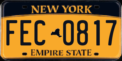 NY license plate FEC0817