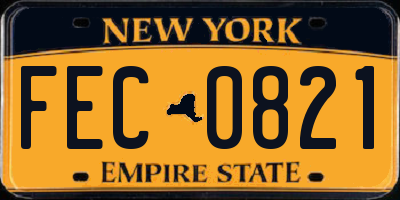NY license plate FEC0821