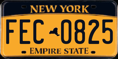 NY license plate FEC0825