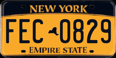 NY license plate FEC0829