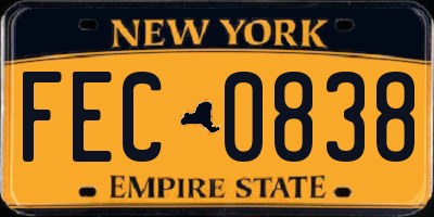 NY license plate FEC0838