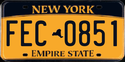 NY license plate FEC0851