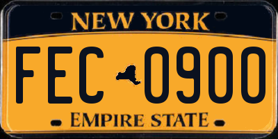 NY license plate FEC0900