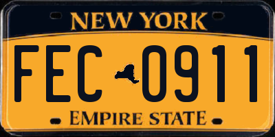 NY license plate FEC0911