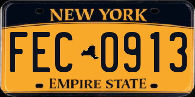 NY license plate FEC0913