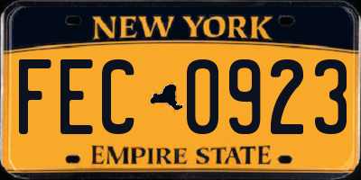 NY license plate FEC0923