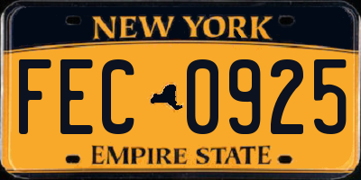 NY license plate FEC0925