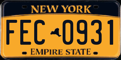 NY license plate FEC0931