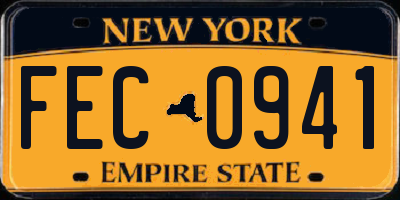 NY license plate FEC0941