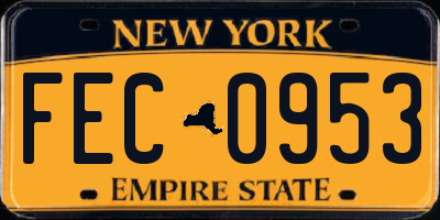 NY license plate FEC0953