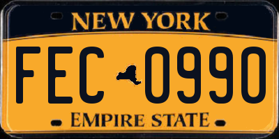 NY license plate FEC0990