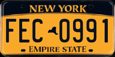 NY license plate FEC0991