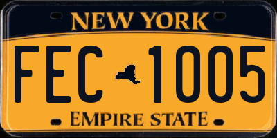 NY license plate FEC1005