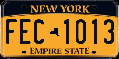 NY license plate FEC1013