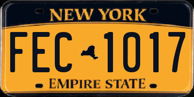 NY license plate FEC1017
